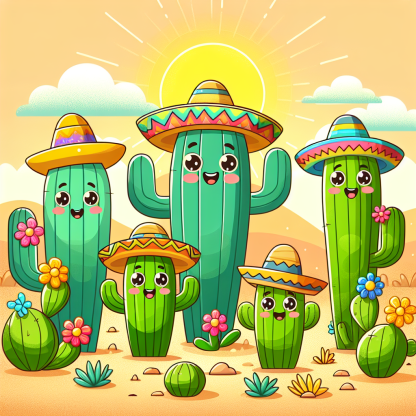 Giggly Cactus Friends Paint By Diamonds Art