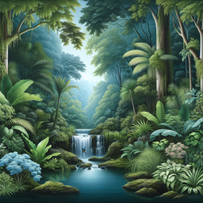 Gentle Rainforest Cascade Paint By Diamonds Art