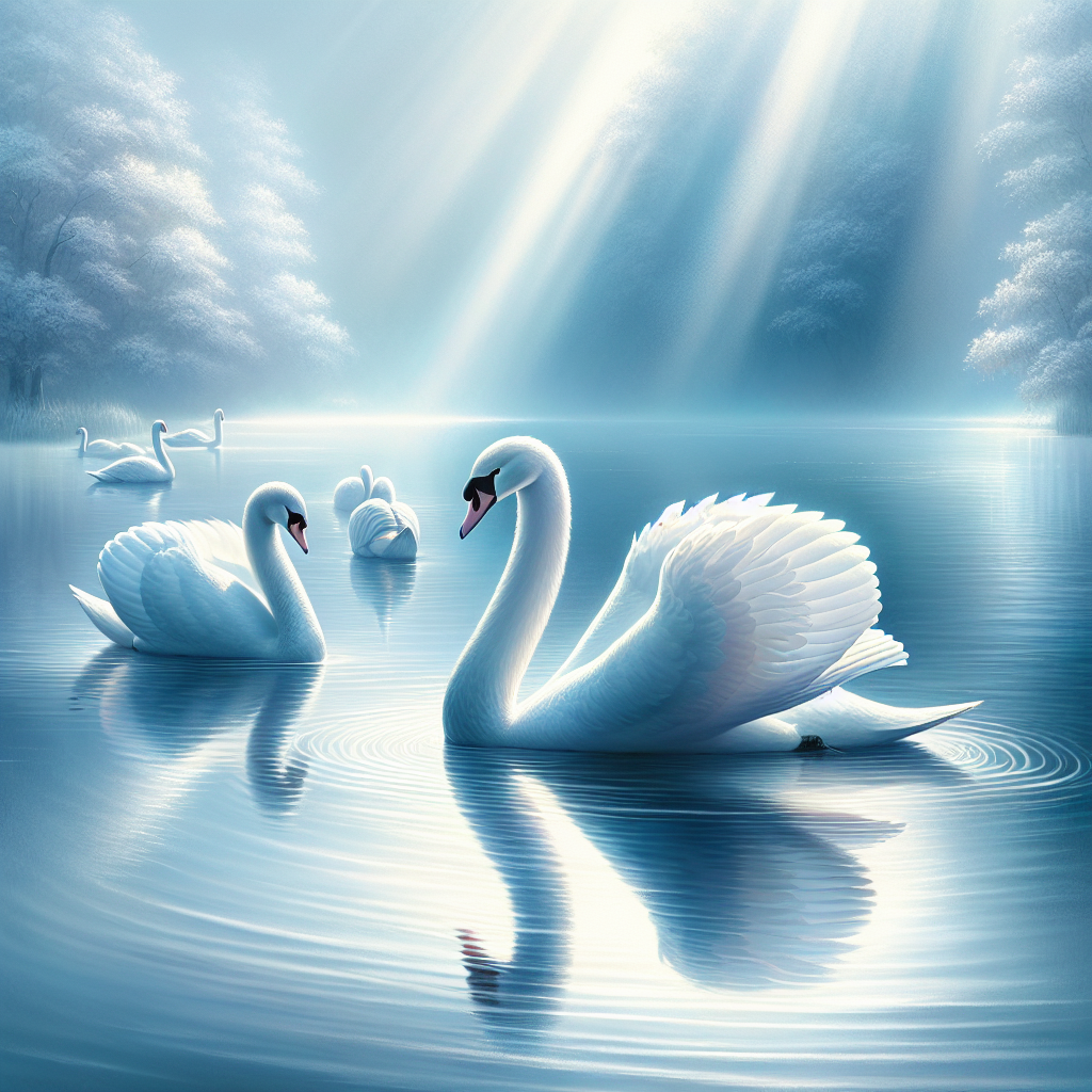 Ballet Of Swans On Lake Painting Diamond Kit