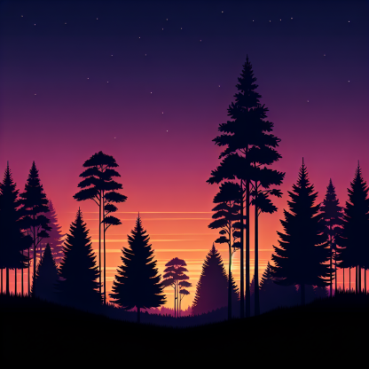 Elegant Forest Silhouettes Painting Diamond Kit