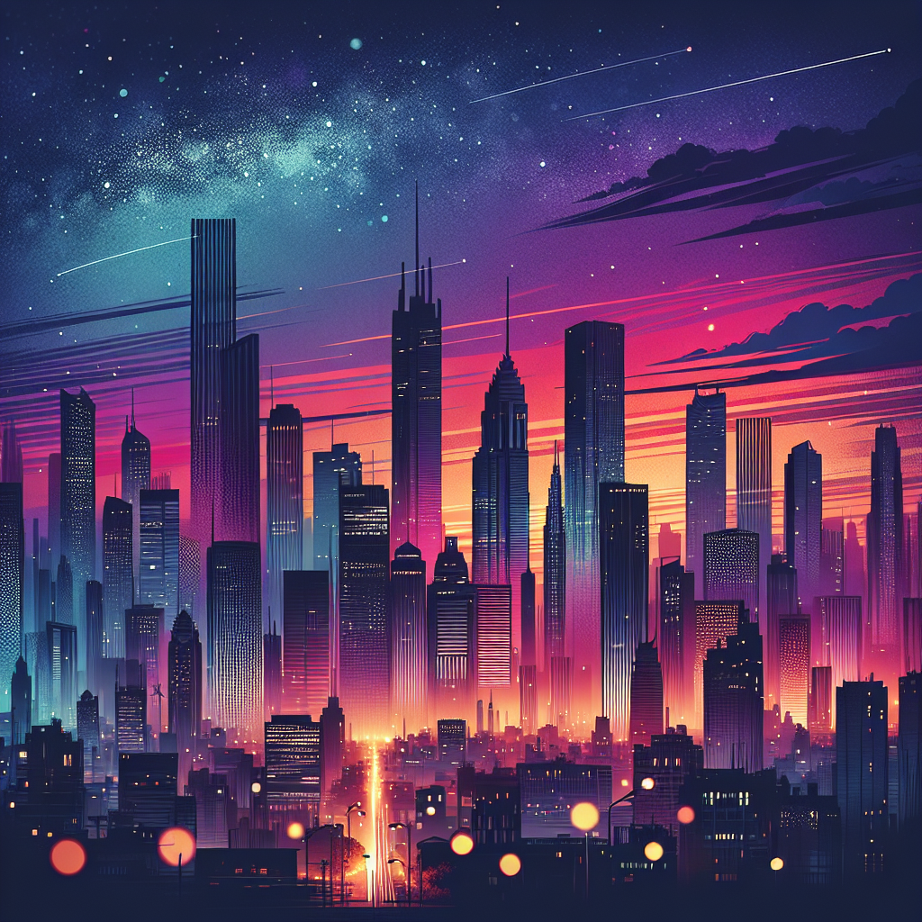 Luminous Cityscape Dusk Painting By Diamonds Kit