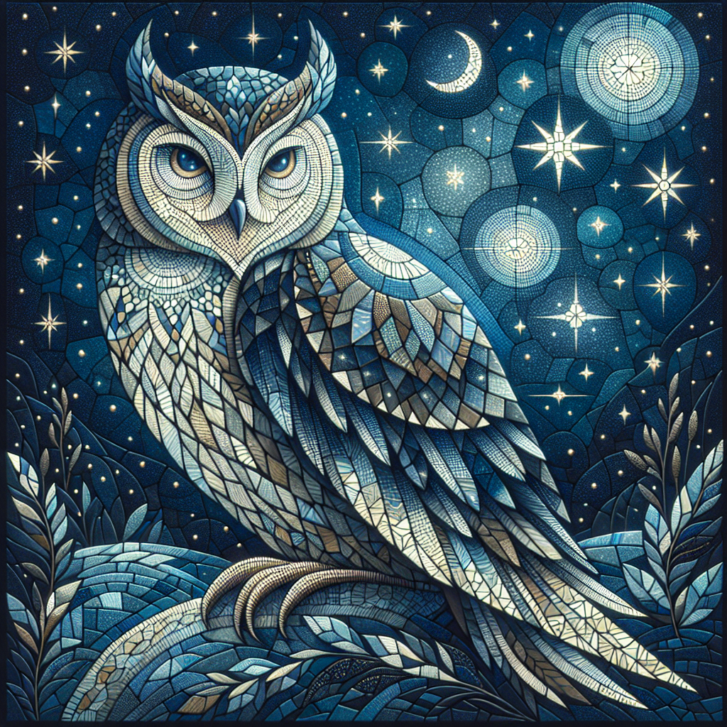 Mosaic Starlit Owl Painting By Diamonds Kit
