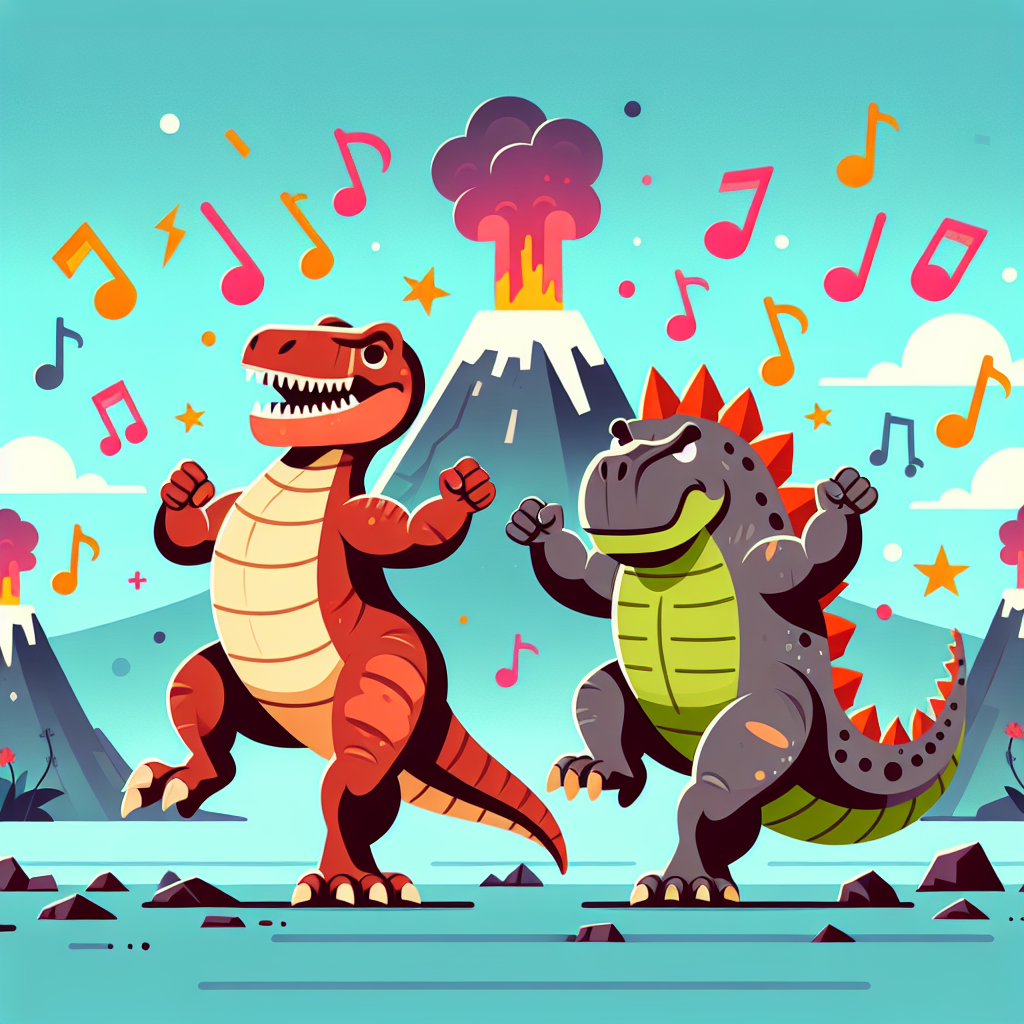 Joyful Dinosaur Dance Party Painting By Diamonds Kit