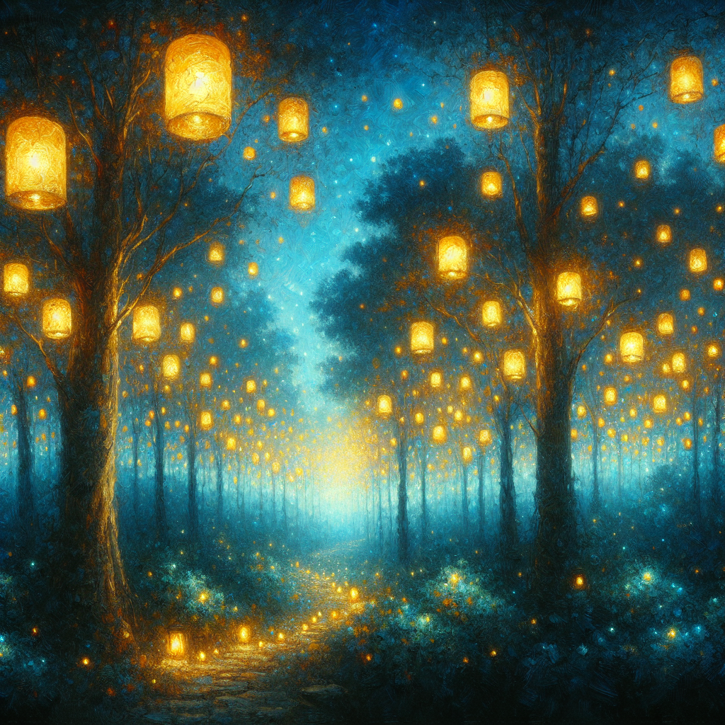 Glowing Lanterns In The Night Paint By Diamonds Kits