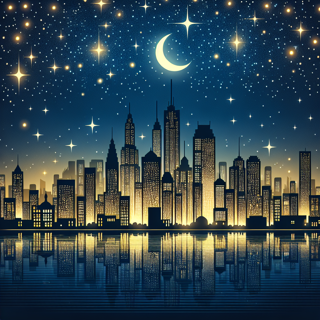 Starry Night Skyline Paint By Diamonds Kits