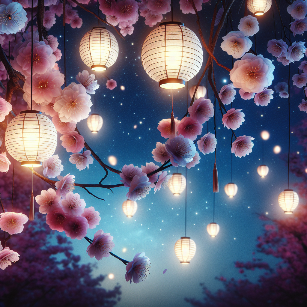 Midnight Sakura Festival Painting By Diamonds Kit
