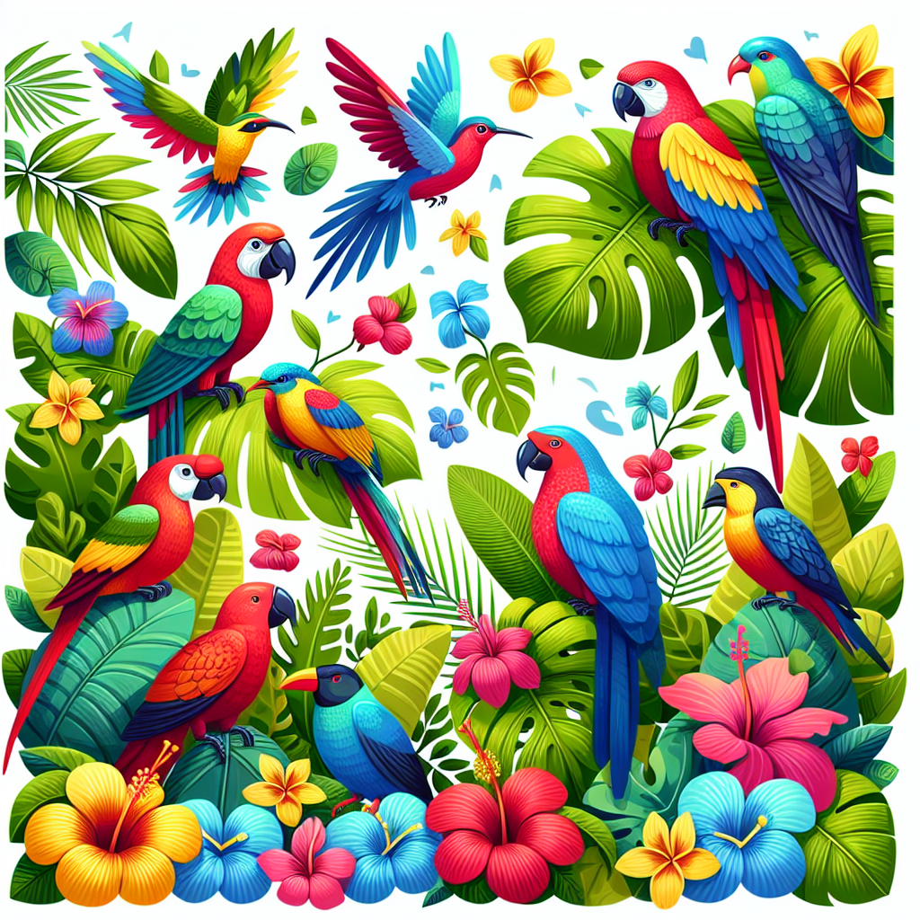 Funky Tropical Birds Paint By Color