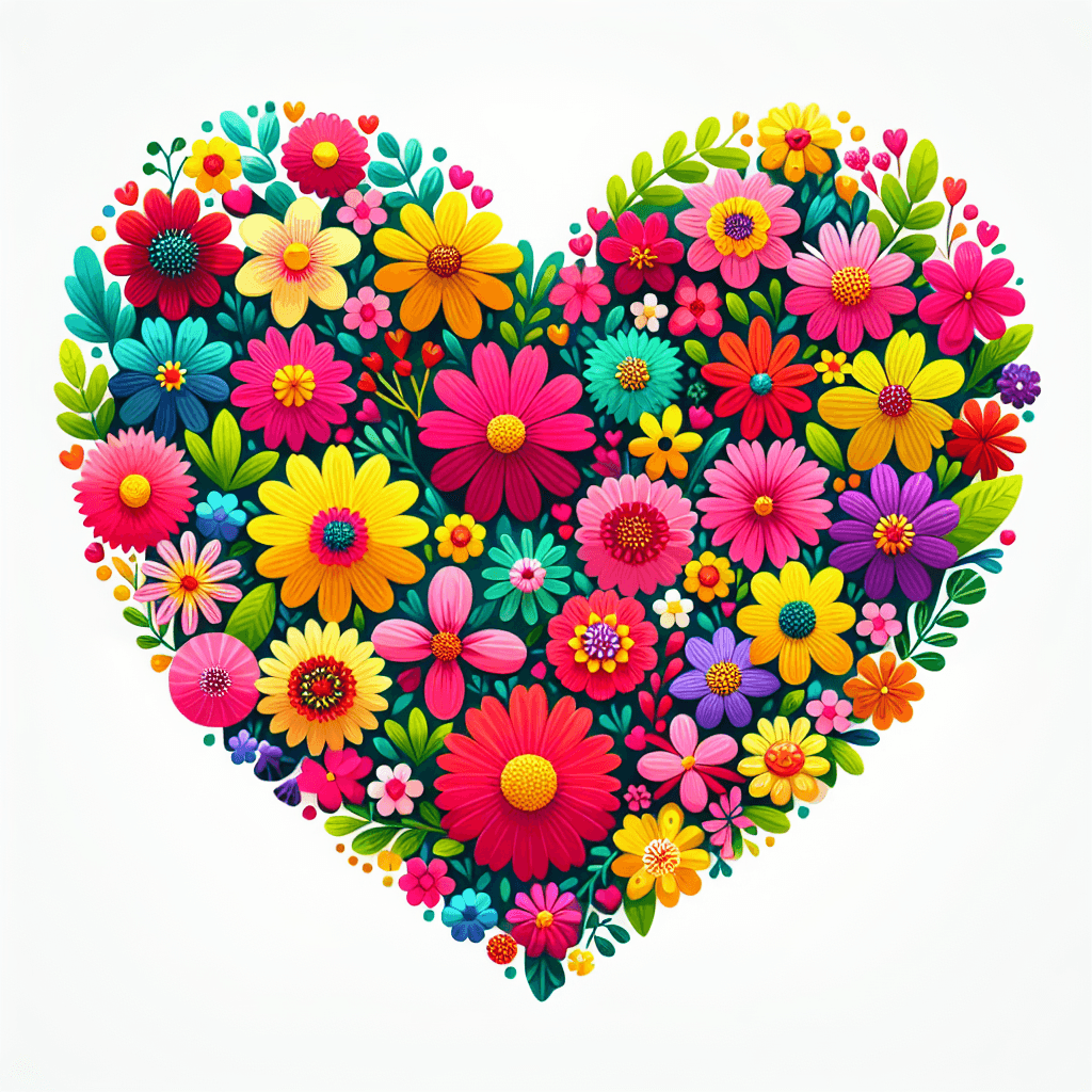 Floral Heart Blooms Paint By Diamonds