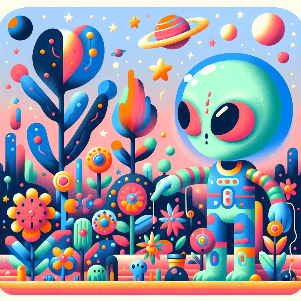 Friendly Alien's Galactic Garden Painting Diamond Kit