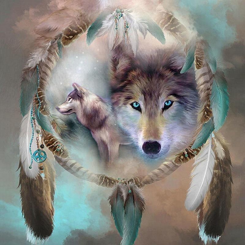 Native Wolf 5D DIY Paint By Diamond Kit - Paint by Diamond