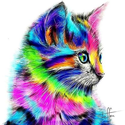 Abstract Multi-Color Cat 5D DIY Paint By Diamond Kit - Paint by Diamond