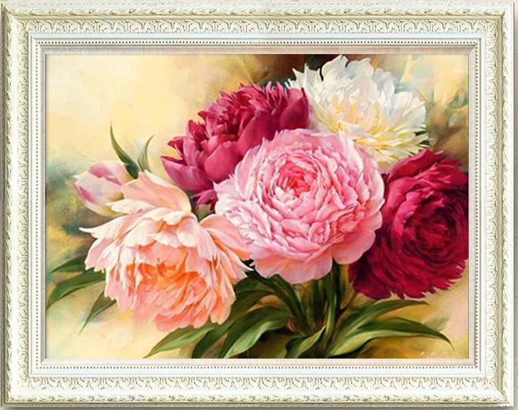 Peony Flowers 5D DIY Paint By Diamonds Kit - Paint by Diamond