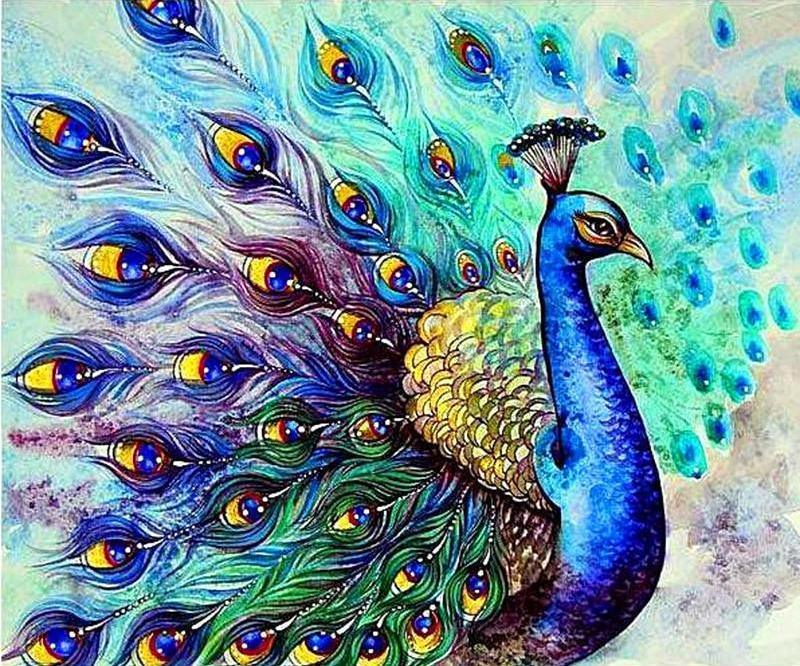 Peacock Animals 5D DIY Paint By Diamond Kit