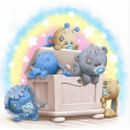 Cartoon Bear In Box 5D DIY Paint By Diamond Kit - Paint by Diamond
