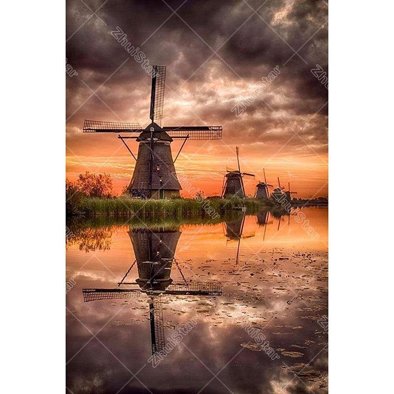 Twilight Windmill 5D DIY Paint By Diamond Kit – Original Paint By Diamond