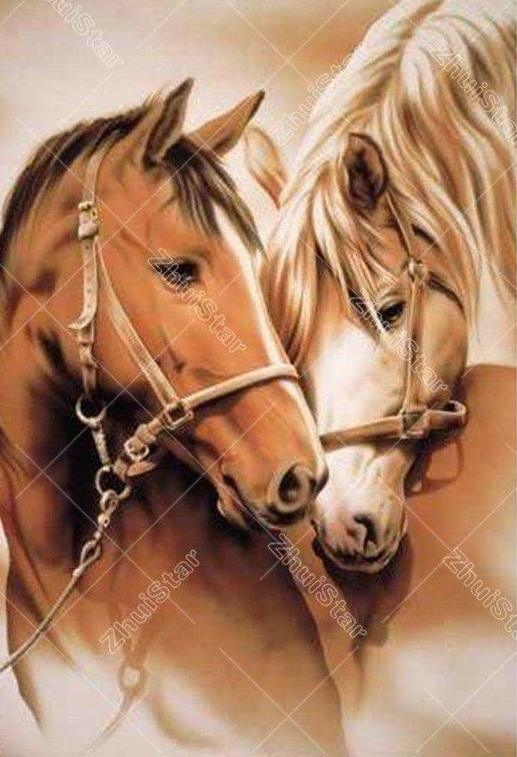 Two Horses 5D DIY Paint By Diamond Kit – Original Paint By Diamond
