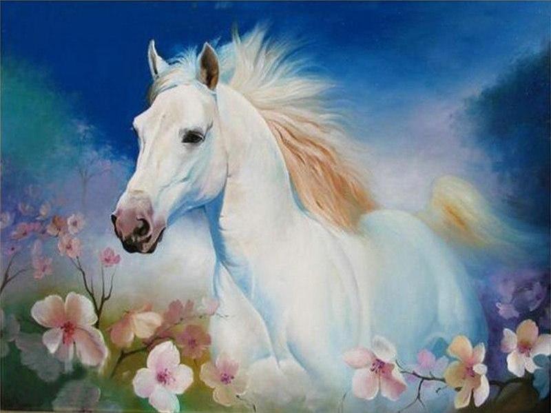 White Horse 5D DIY Paint By Diamond Kit – Original Paint By Diamond