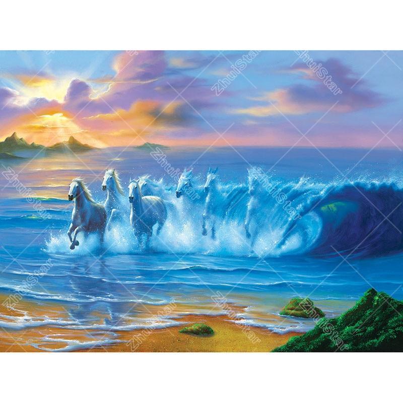 Running Horses 5D DIY Paint By Diamond Kit – Original Paint By Diamond