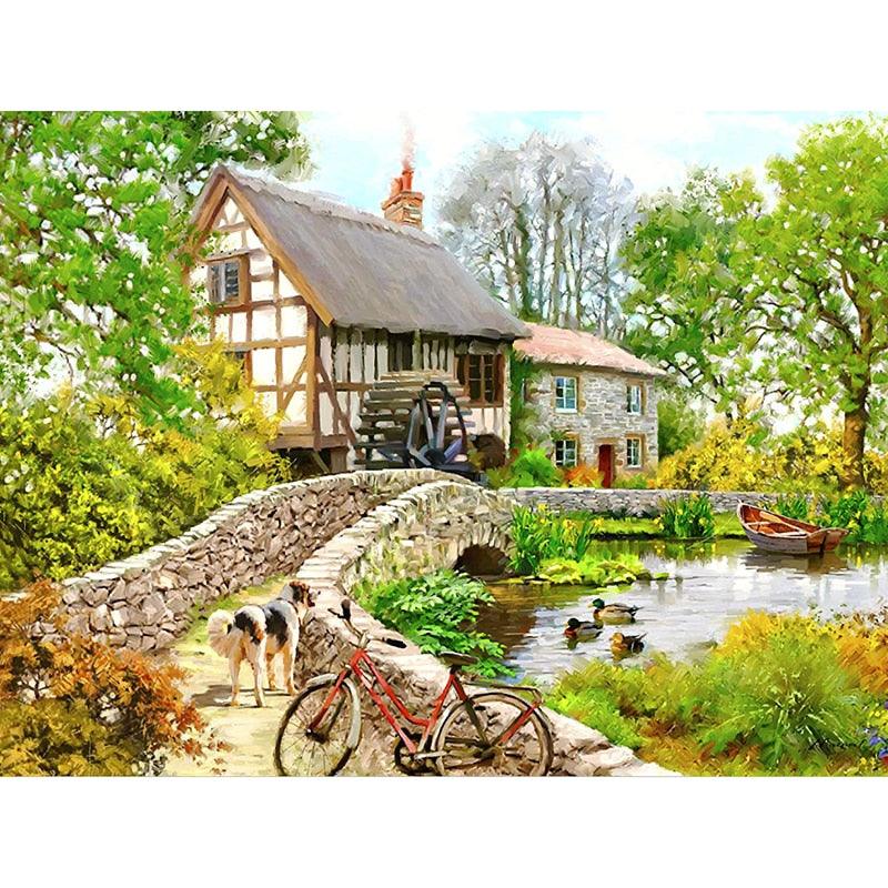 Waterwheels & Houses 5D DIY Paint By Diamond Kit – Original Paint By ...