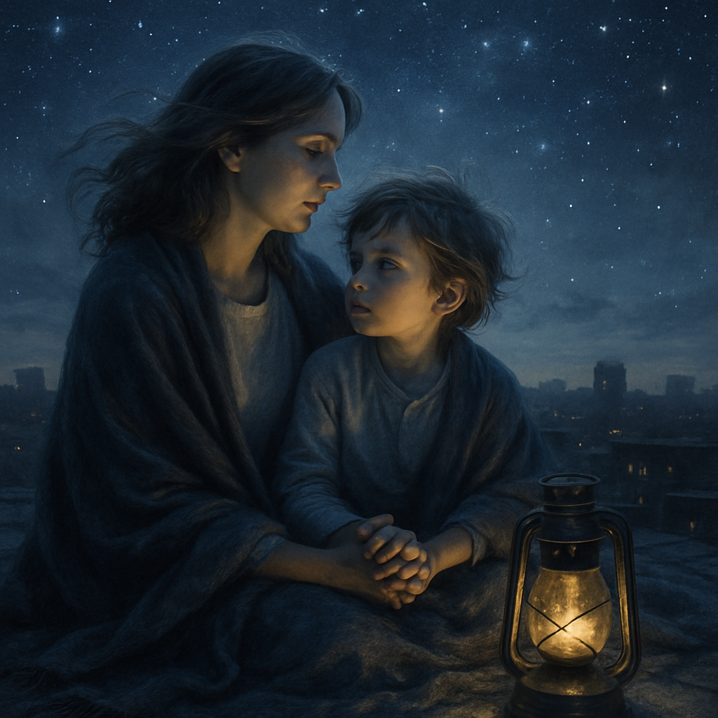 Moonlit Guidance Mother And Child Under Starlight painting diamond kit
