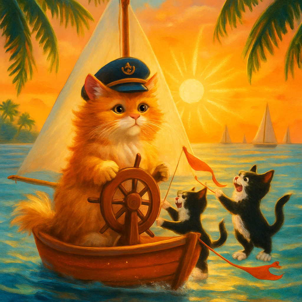 Sunset Sail Cat Crew DIY paint by diamonds
