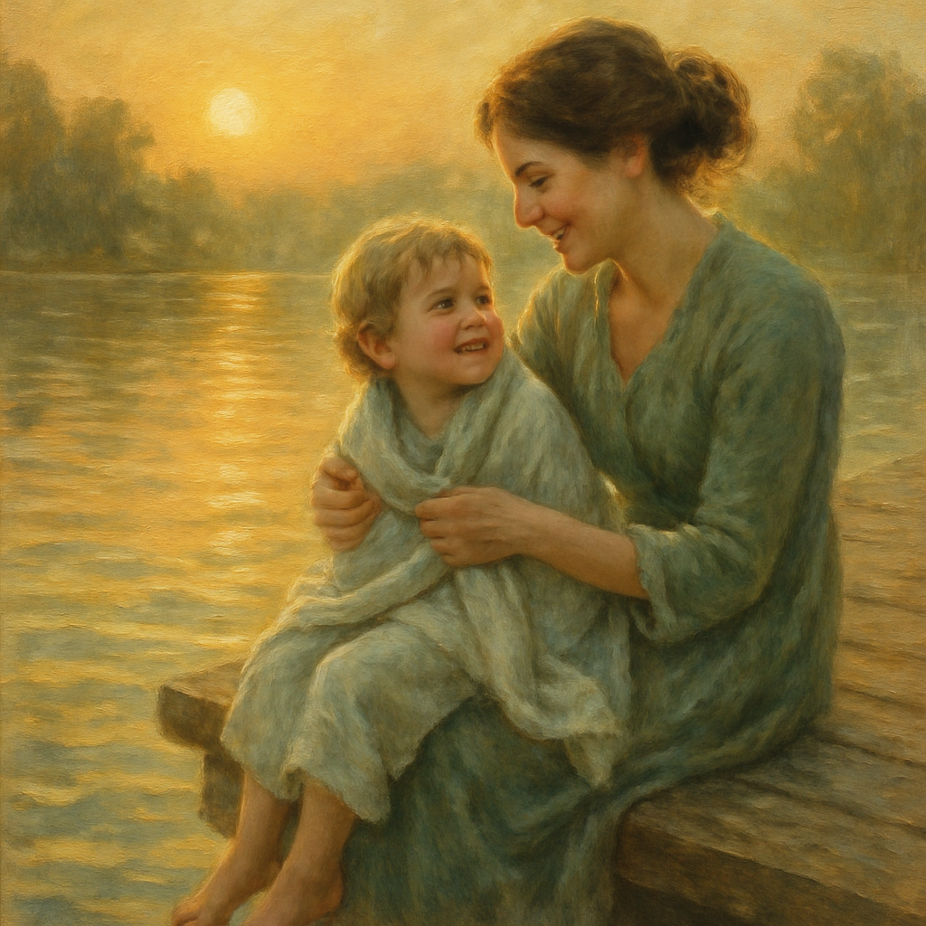 Sunlit Devotion A Tender Moment By The Lake diamonded painting kits