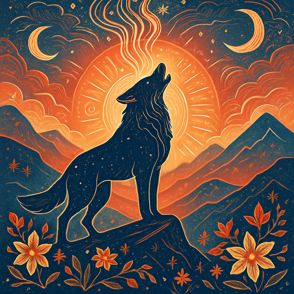 Sunrise Mountain Wolf paint by color