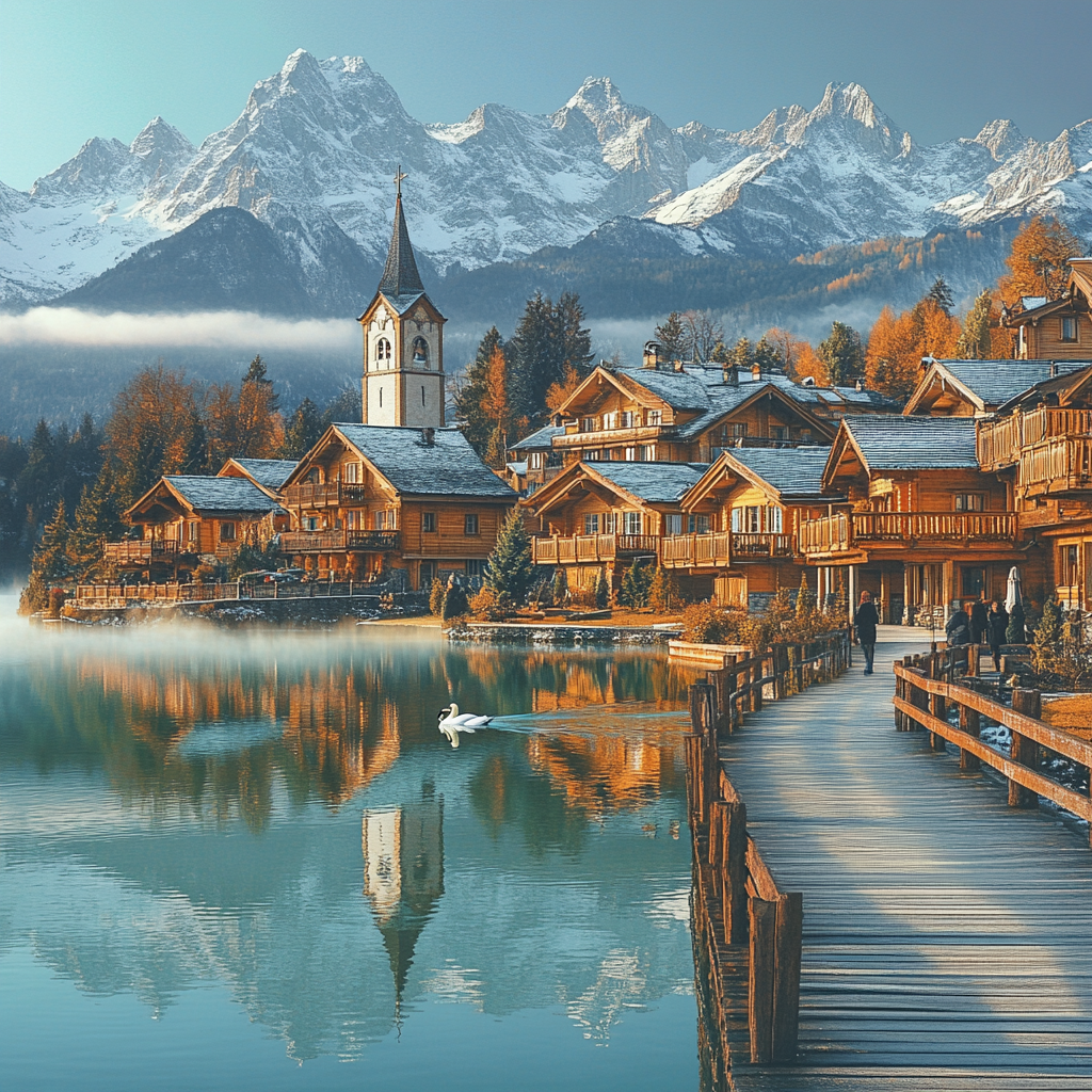 Hallstatt Village paint by color