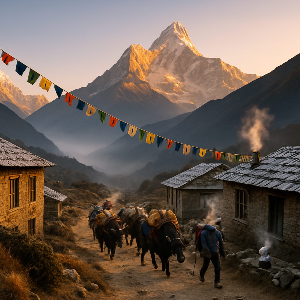 Khumbu Village Sunrise Painting by diamonds kit