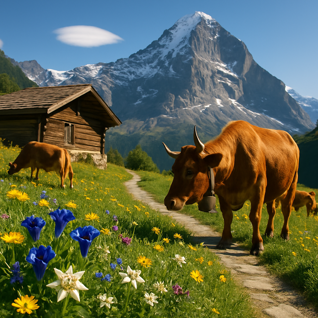 Swiss Alpine Meadow Summer painting diamond kit
