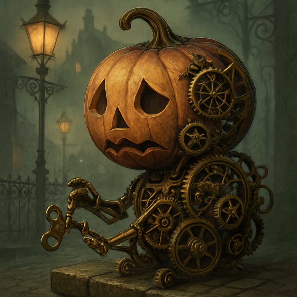 Clockwork Pumpkin Automaton DIY paint by diamonds