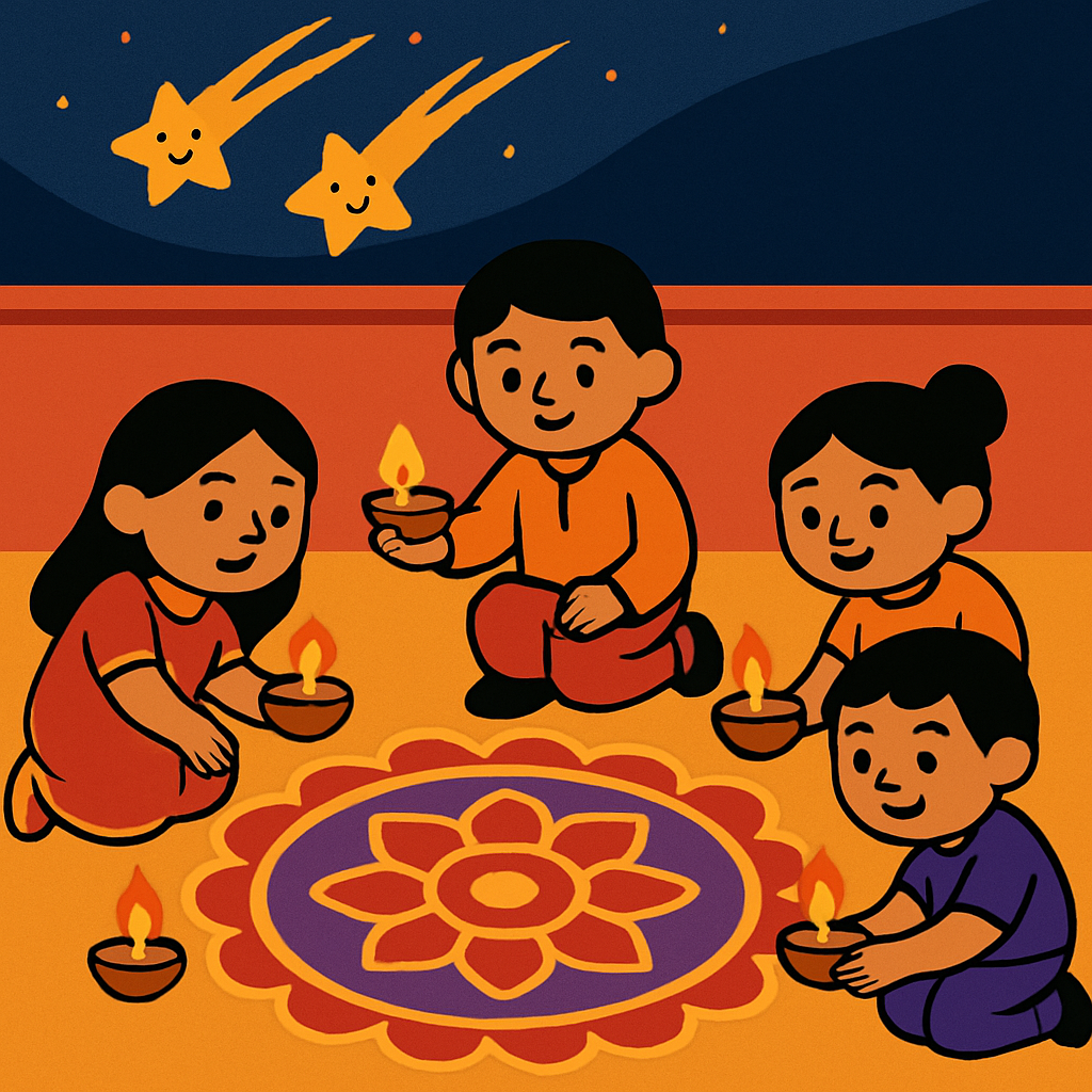 Festival Of Diyas Under Shooting Stars Painting by diamonds kit