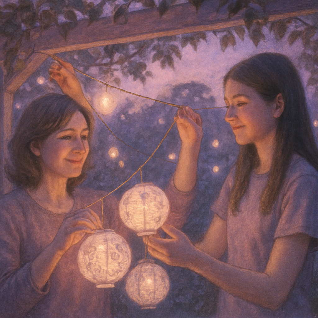 Twilight Exchange Of Garden Lanterns paint by diamonds