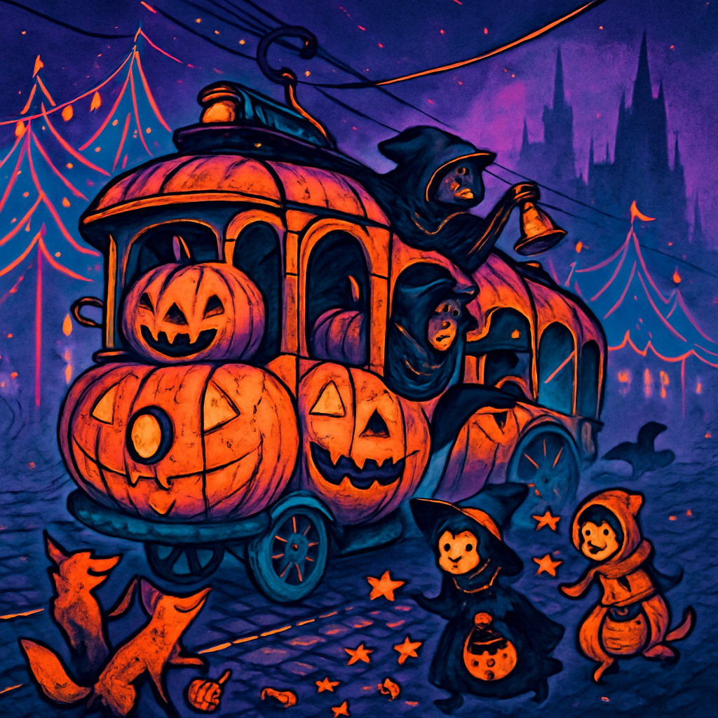 Midnight Pumpkin Tram paint by color