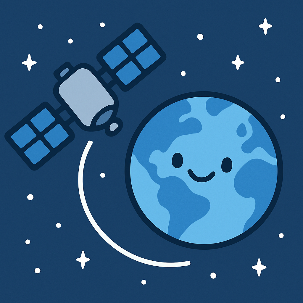 Smiling Satellite And Earth paint by color