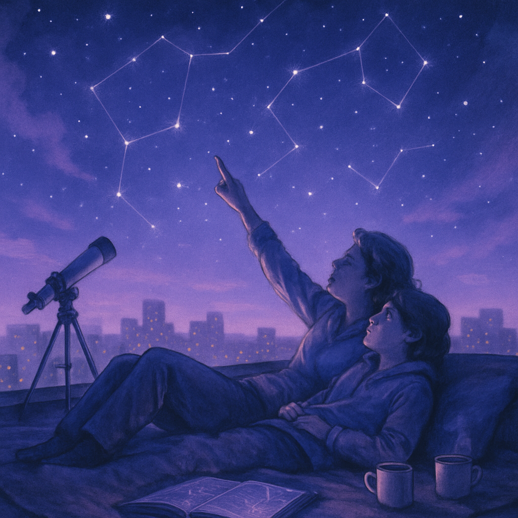 Stargazing Stories On A Rooftop Blanket Paint by diamonds kits