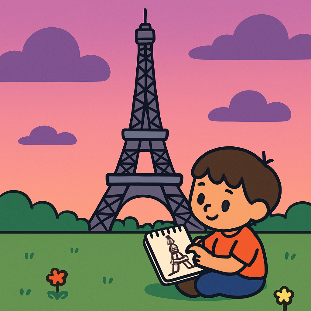 Eiffel Sketch Day diamond painting