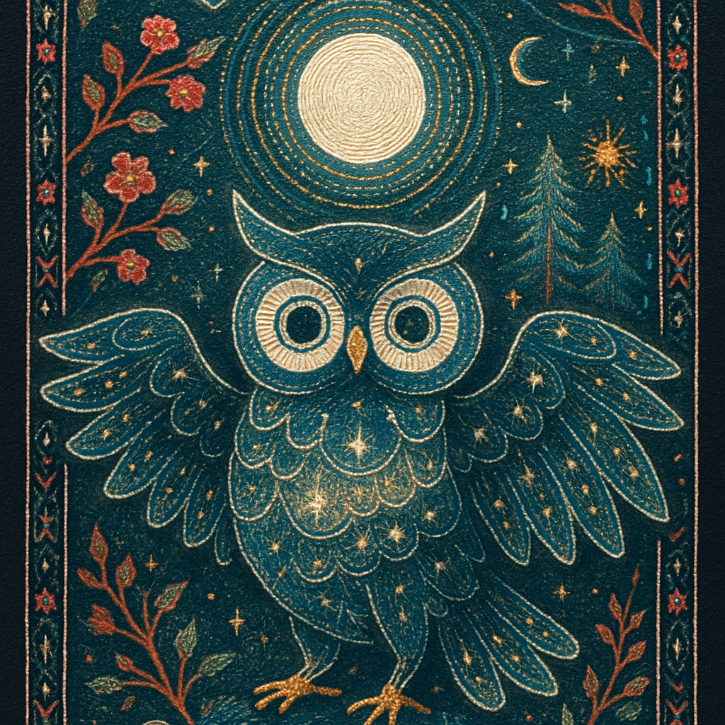 Moonbeam Owl Embroidery diamond painting
