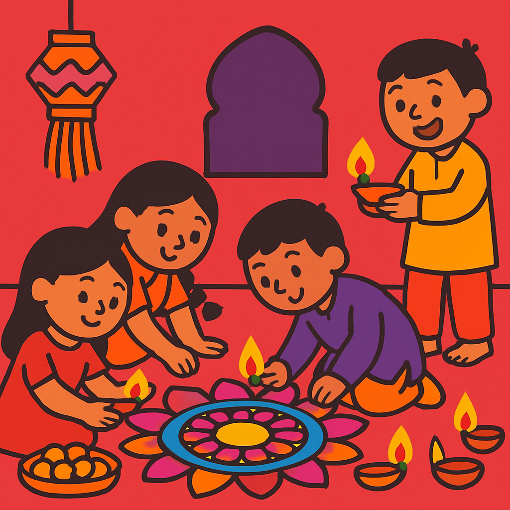 Festival Of Lights Rangoli paint by diamonds