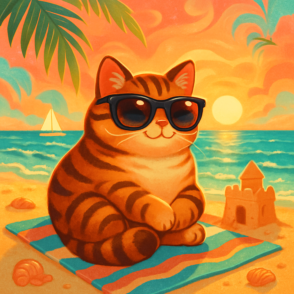 Sunlit Siesta Kitty paint by diamond