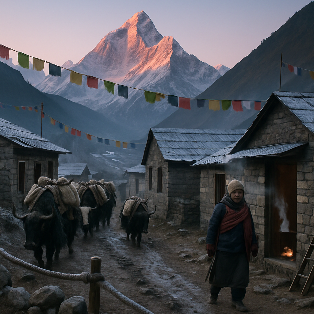 Khumbu Sunrise Village Paint by diamonds kits