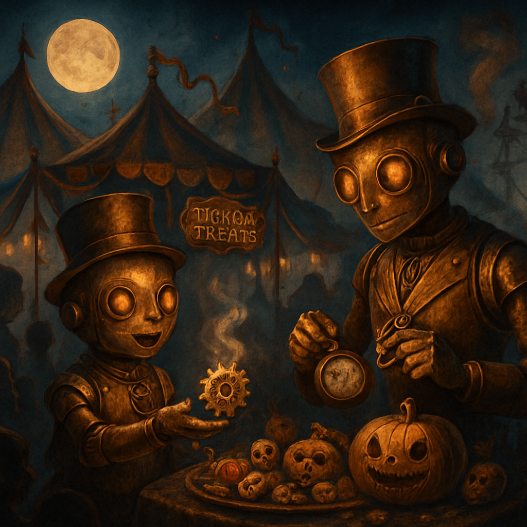 Clockwork Trick Or Treat Caravan Paint by diamonds kits