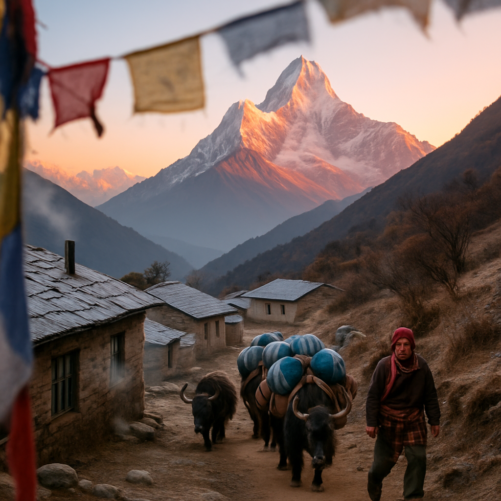 Khumbu Sunrise Village DIY paint by diamonds