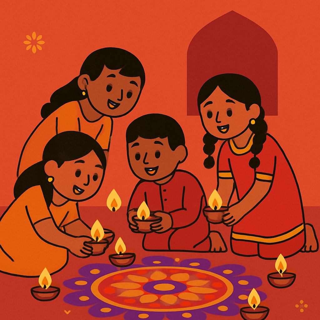 Diwali Lights And Rangoli Painting by diamonds kit