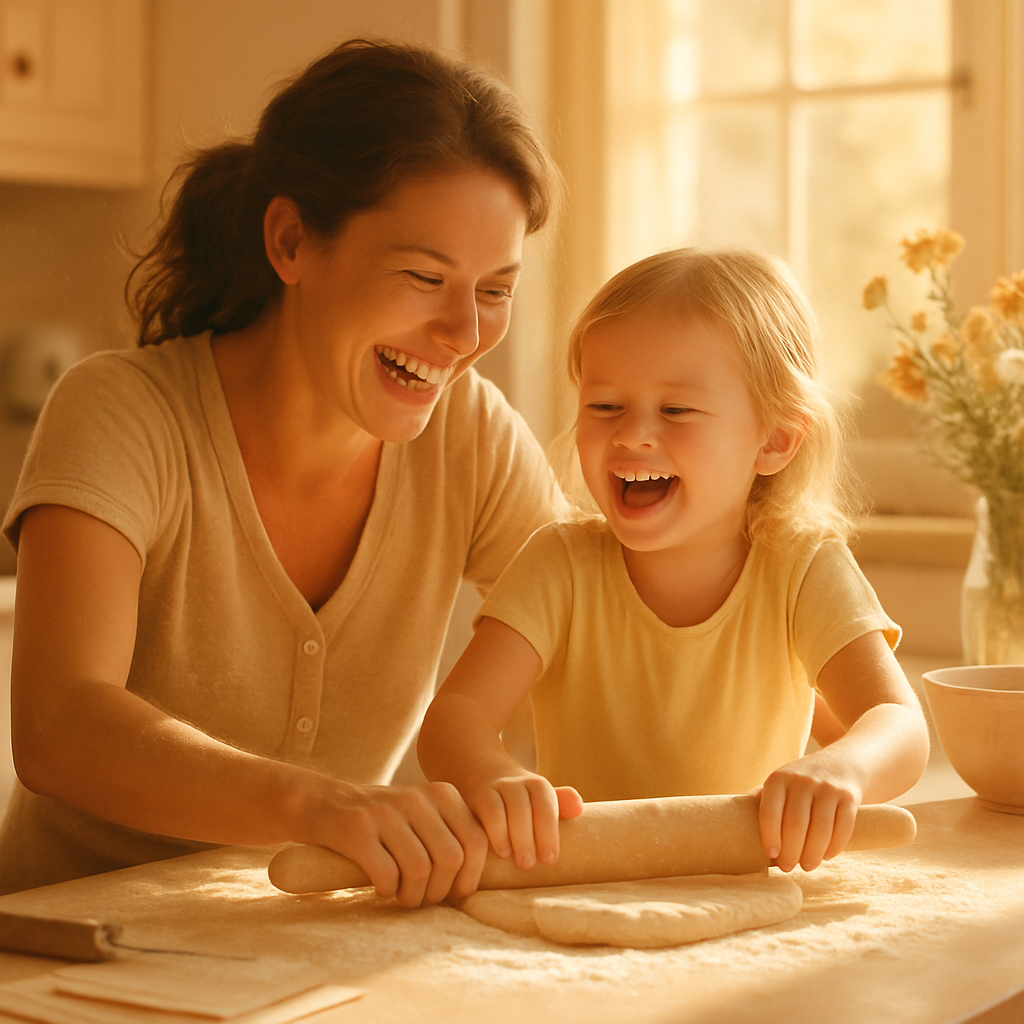 Sunrise Promise Baking Together In A Warm Kitchen paint by color
