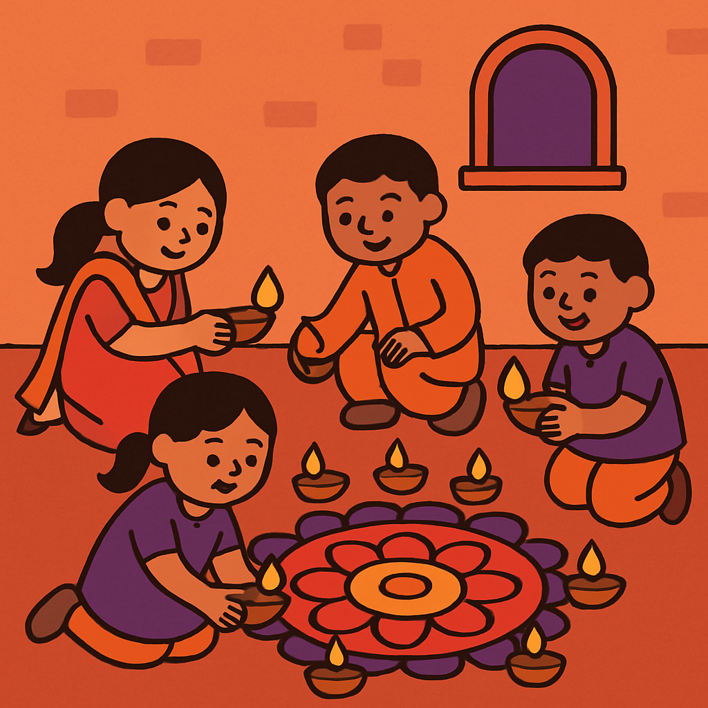 Diwali Lights And Rangoli paint by diamond