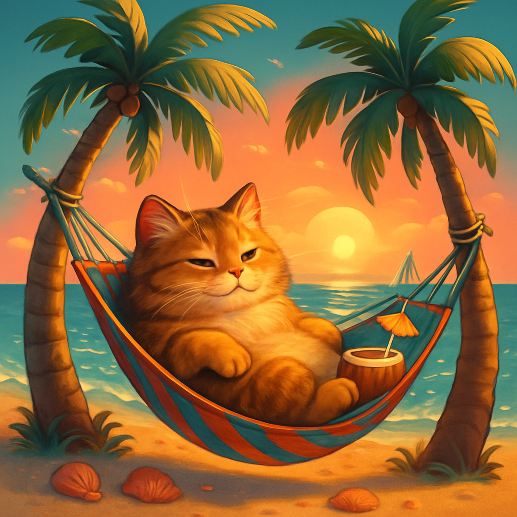 Sunny Hammock Cat Siesta paint by diamond