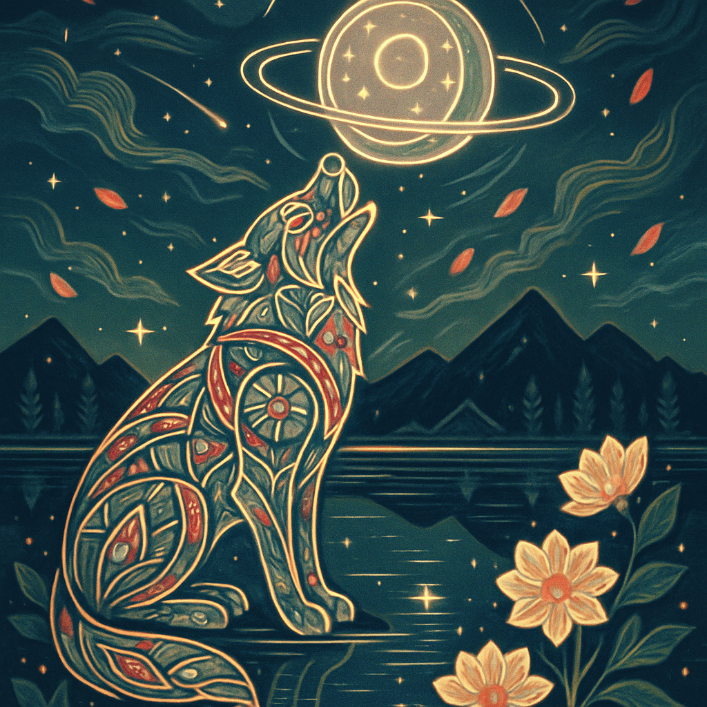 Celestial Wolf Of The Mirror Lake diamond painting