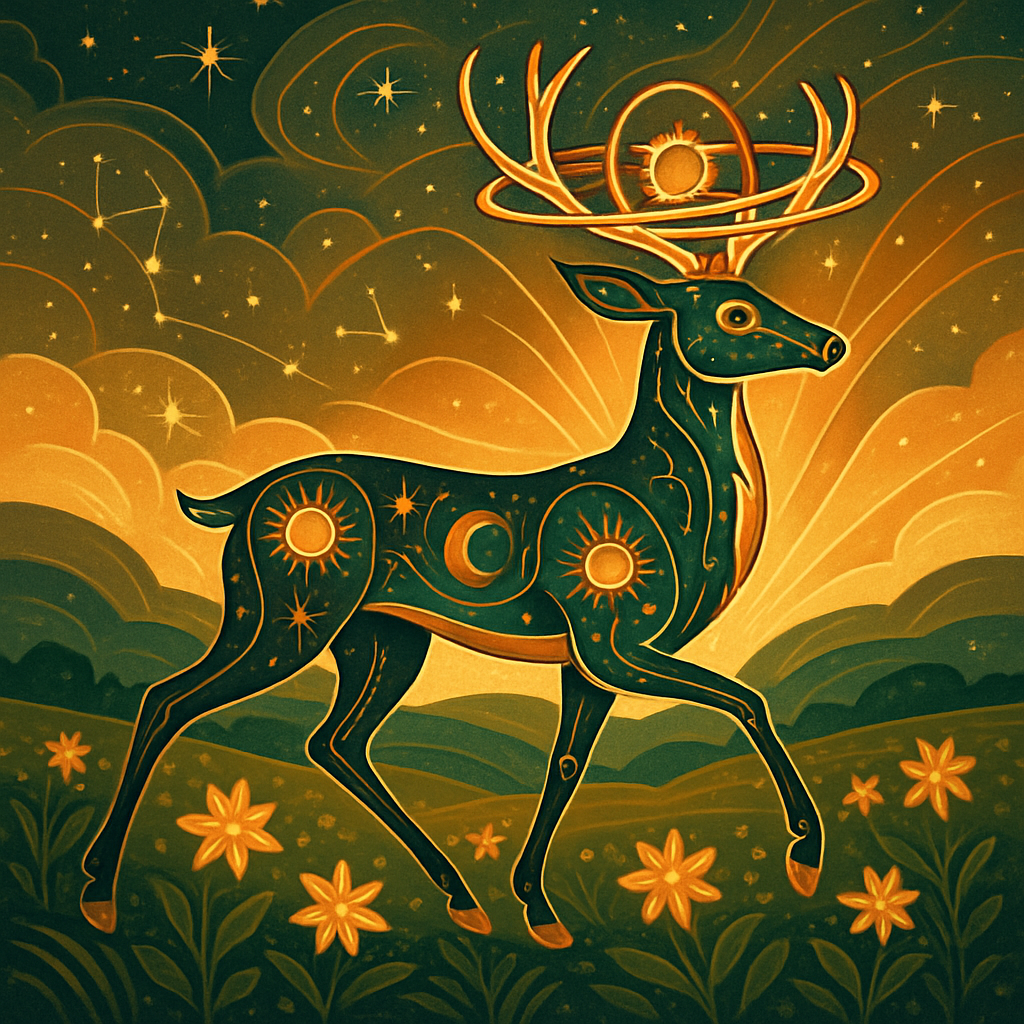 Sunlit Deer Of The Sky Meadow paint by color