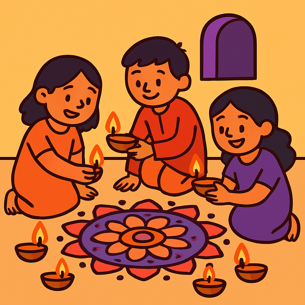 Diwali Lights And Rangoli Joy DIY paint by diamonds
